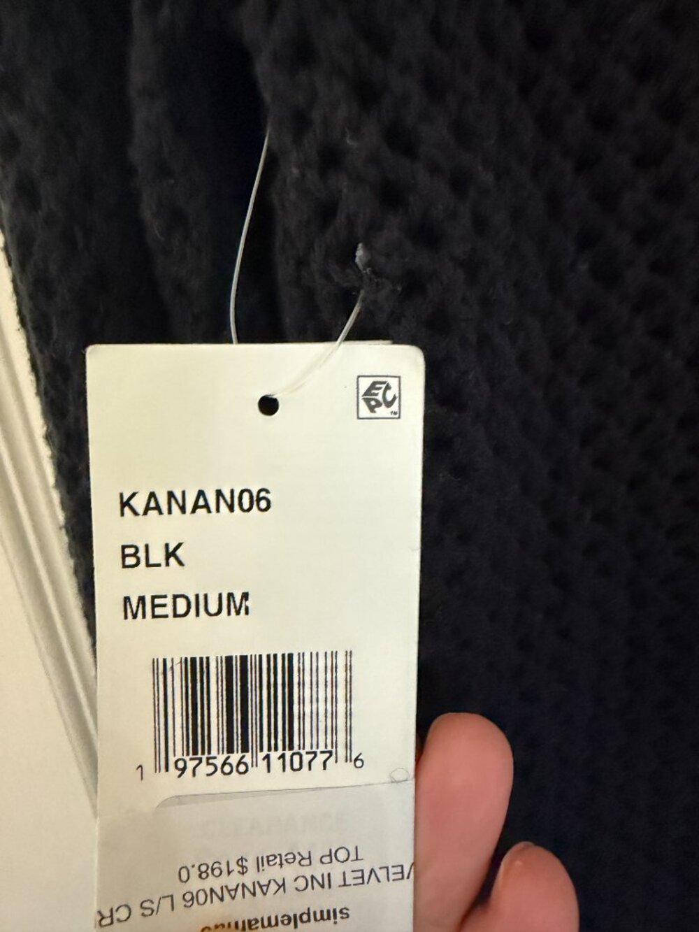 NWT Velvet by Graham & Spencer Kanan Sweater Black Cotton Cashmere- M-MSRP $198 - Picture 7 of 13